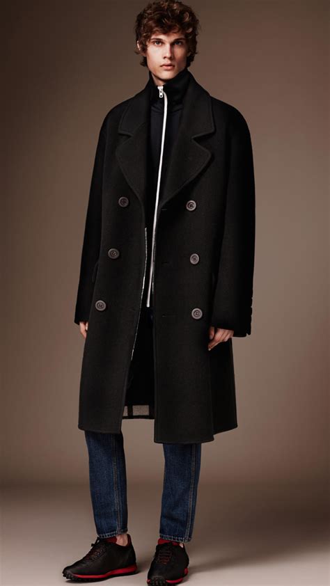 burberry black coats men|burberry men's wool overcoat.